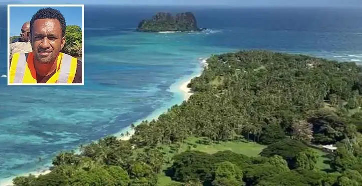 Vomo Island. Inset: Vomo Island's first resident marine biologist, Laiseania Rokoura.