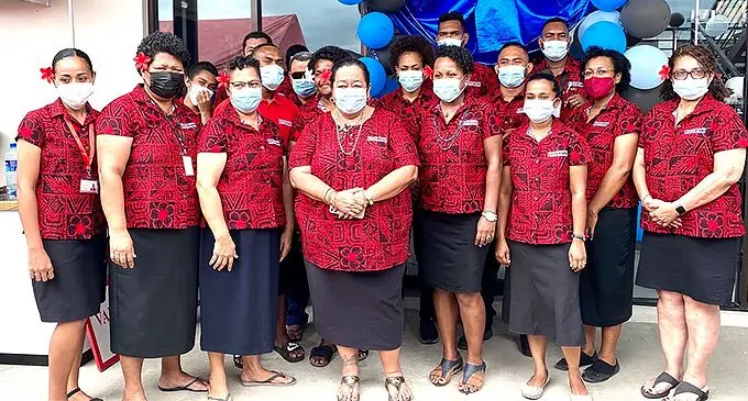 Value City Pte Limited managing director Vera Chute (centre) with staff at the new outlet in Nukuloa, Ba, during the opening on November 17, 2021.
