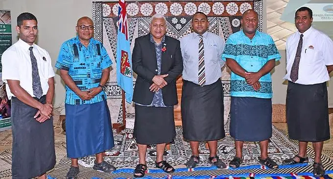 Prime Minister Voreqe Bainimarama with staff of the Ministry of iTaukei Affairs and iTaukei Affairs Board during the launch of the two organisations strategic plan for the year 2023 to 2030 on October 17, 2022. Photo: Office of the Prime Minister.