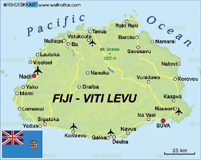 A map of Viti Levu