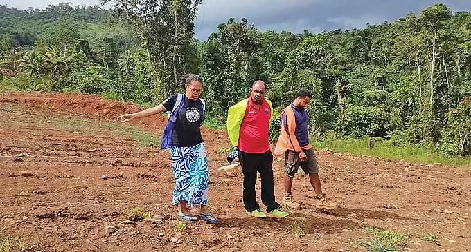 Fiji Council of Social Services executive director Vani Catanasiga with stakeholders at the site recently.