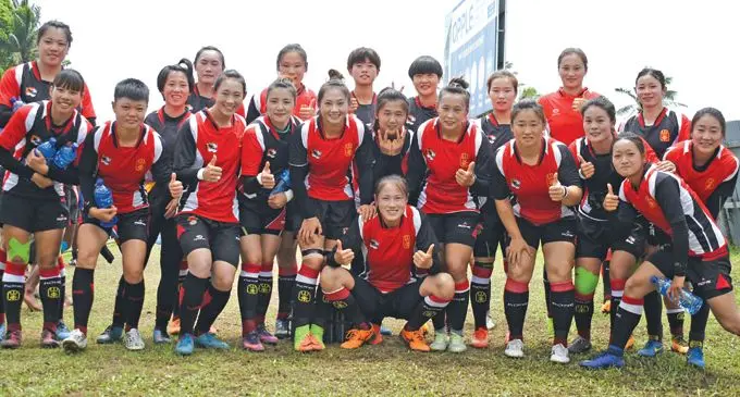 China Womens sevens side during Ram Sami Nasinu Sevens tournament at Ratu Cakobau Park on February 16, 2018. Photo: Ronald Kumar.
