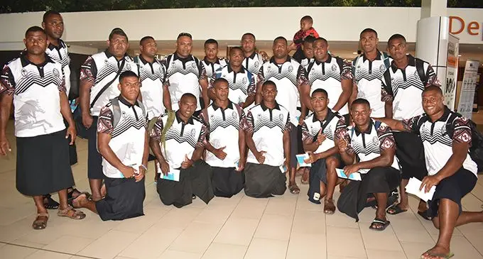 Sigatoka River Safari sponsored- Nadroga rugby team at Nadi International Airport on February 11, 2020. Photo: Waisea Nasokia 