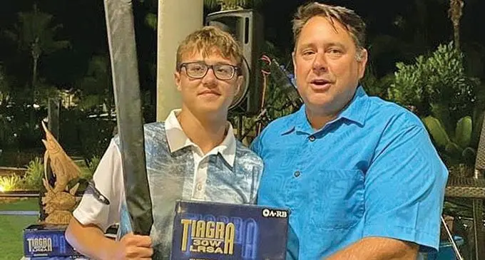 Upcoming angler Zach Wakeman (left) with president Marc McElrath.  Photo: Waisea Nasokia