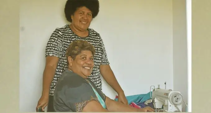 Sese Vuki Matarugu with sister Litiana Vuki Moce in the sewing room at their home in Namara, Labasa on October 23, 2020.  Photo: Laisa Lui