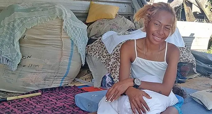 Sera Kaitani Naivalini in their makeshift home in Saru Lautoka. Photos: Mereleki Nai