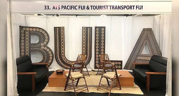 ATS Pacific Fiji and Tourism Transport Fiji booth at the Fijian Tourism Expo 2022 at the Sheraton Fiji Golf and Beach Resort in Denarau, Nadi, on May 12, 2022. Photo: Waisea Nasokia