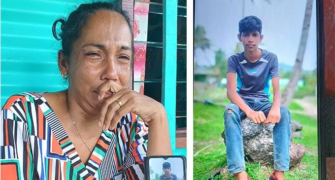 Premila Devi showing the photo of the nephew, Shalvin Lal at Napoidi Settlement in Labasa on December 4, 2024. Photo: Shratika Naidu