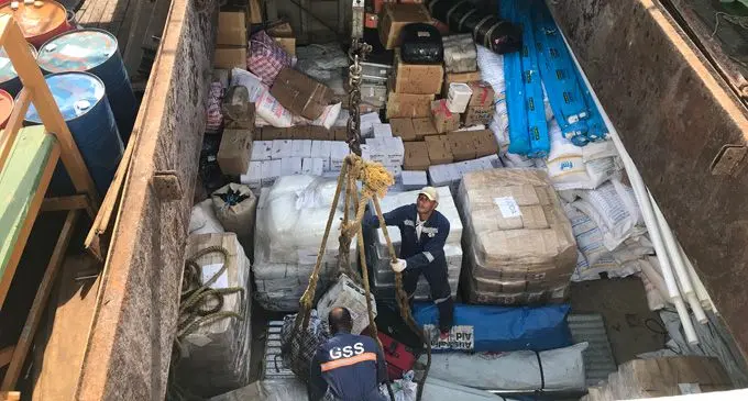 Relief supplies being loaded onto MV Iloilovatu bound for Ono-i-Lau and Vatoa, in Lau on February 18, 2018. Photo: Nacanieli Tuilevuka