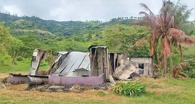 The home in Sarava, Ba, that was destroyed in a fire on January 16, 2024. Photo: Salote Qalubau