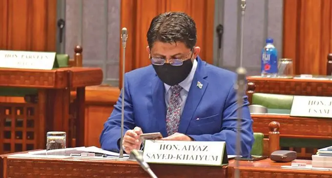Attorney-General and Minister for Economy Aiyaz Sayed-Khaiyum on June 2, 2021. Photo: Parliament News