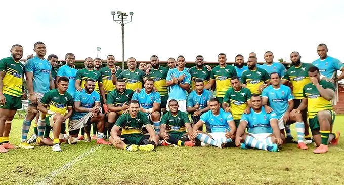 Ram Sami Suva and Tailevu players after their Skipper Fiji Rugby Championship clash at Ratu Cakobau Park, Nausori, today. Photo: Ronald Kumar