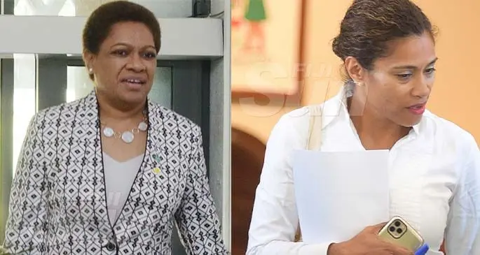 Minister for Women, Children and Poverty Alleviation Mereseini Vuniwaqa and Opposition Whip Lynda Tabuya.  Photo: Ronald Kumar