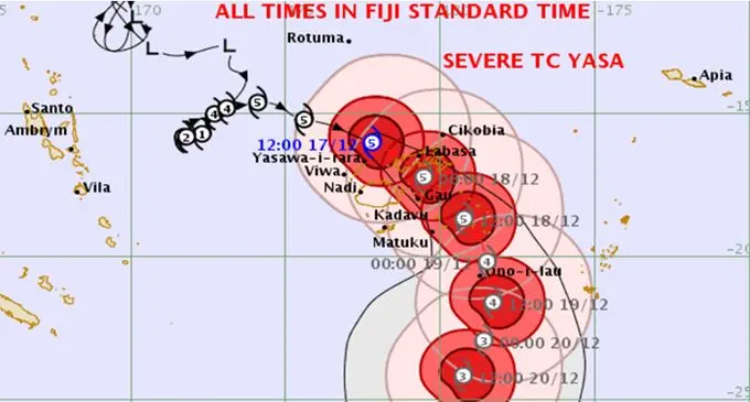 The latest weather tracking map issued from the Fiji Met Office.