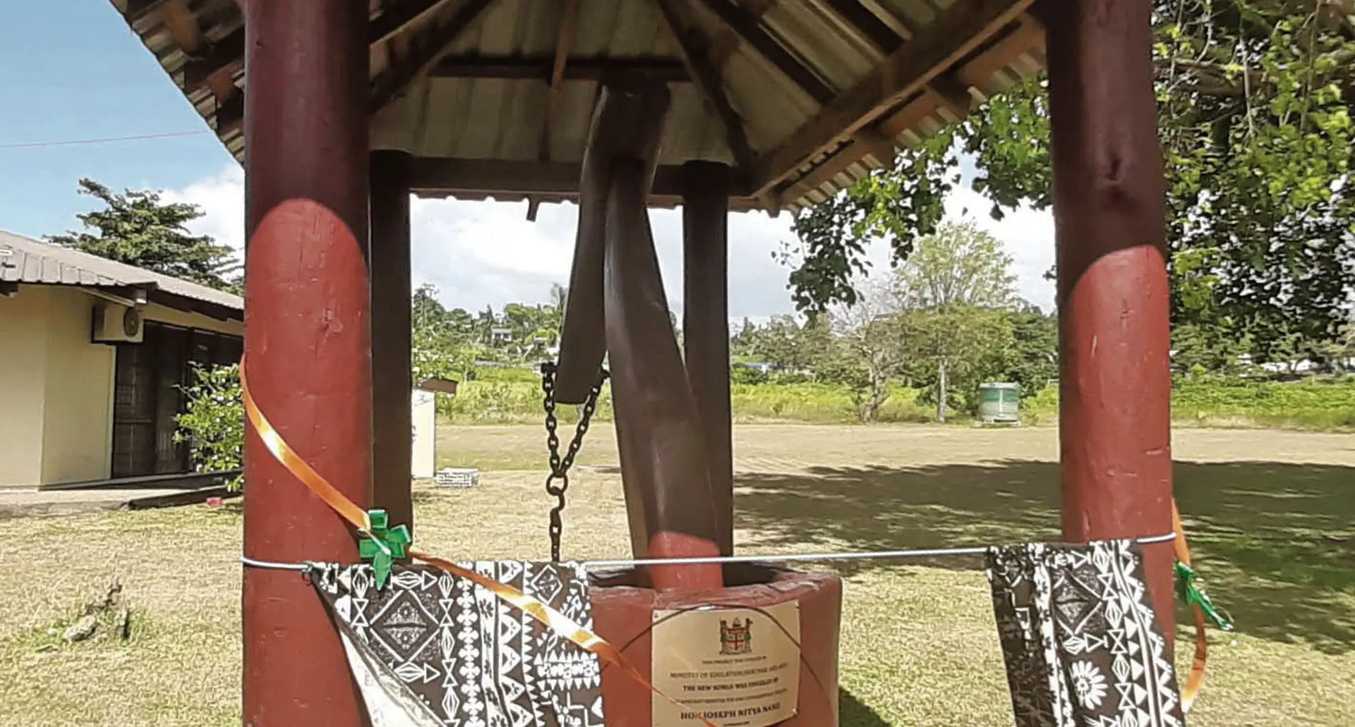 The unveiled monument at the Girmit Cultural Centre in Lautoka.