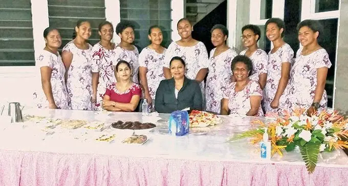 Minister for Education, Heritage and Arts,  Premila Kumar (front middle) with teachers and boarders of Adi Cakobau Secondary School. Photo: DEPTFO News