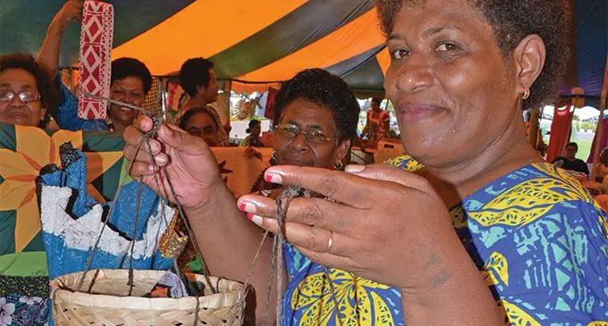 Kelera Secake 49 of Tailevu South Womens group with some of her handicraft on sale during the central division craft show at Ratu Sukuna Park on February 20, 2019. Photo: Ronald Kumar.