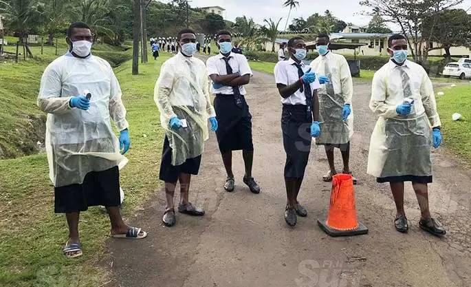 All visitors that entered Queen Victoria School for the commissioning ceremony were screened by teachers and students armed with their temperature guns. All vehicle number plates and names of visitors were noted at the school’s main entrance. Photo: Inoke Rabonu