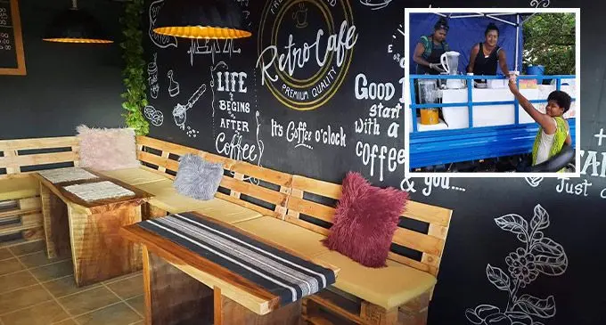 Retro Cafe at Cuvu, Sigatoka. Inset: Kajal Krishtika Narayan serving ice-cream to a customer.