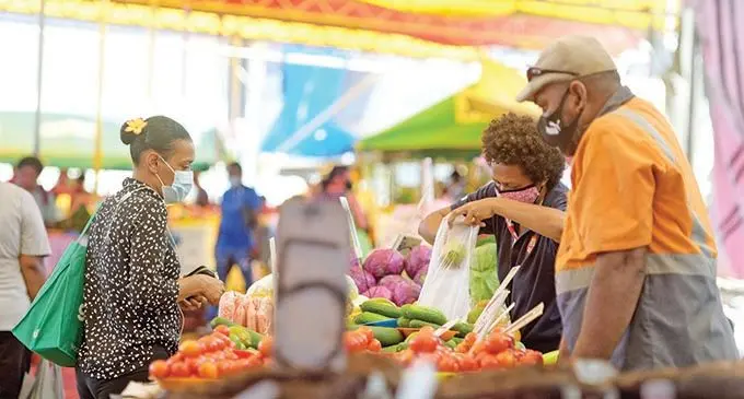 Suva market uses plactic to sell her produce on 24 September, 2021. Photo: Ronald Kumar.