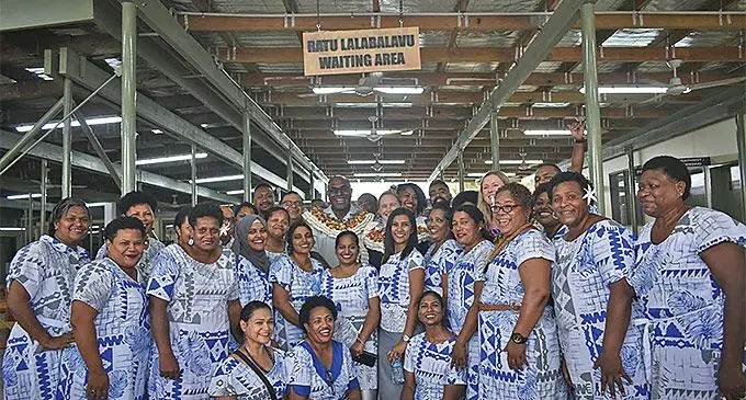 Minister for Health and Medical Services Dr Ratu Antonio Lalabalavu and New Zealand High Commissioner Charlotte Darlow (in garland) with staff members of the Nausori Health Centre on May 17, 2024. Photo: Wati Talebula-Nuku