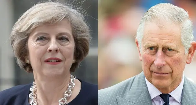  British Prime Minister Theresa May and Commonwealth climate campaigner, the Prince of Wales, Prince Charles.