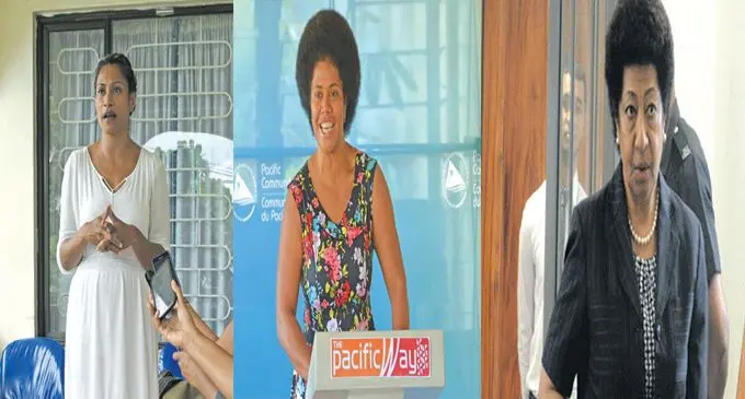 From left: Lynda Tabuya , Lenora Qereqeretabua and Ro Teimumu Kepa