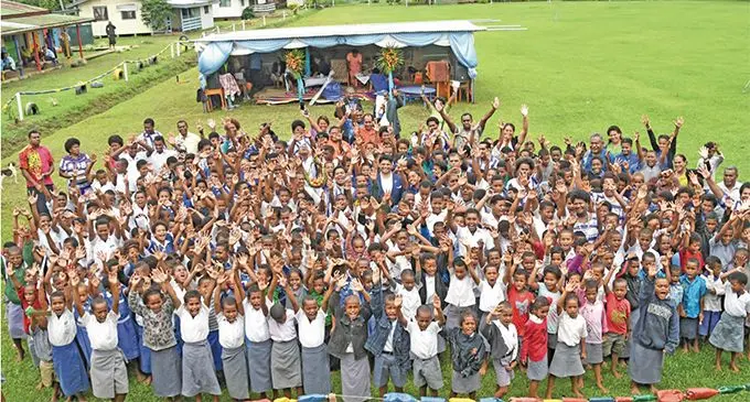 Students from the Waitui Cluster, comprising five schools celebrate the signing of the new memorandum of understanding for the cluster’s education partnership model.