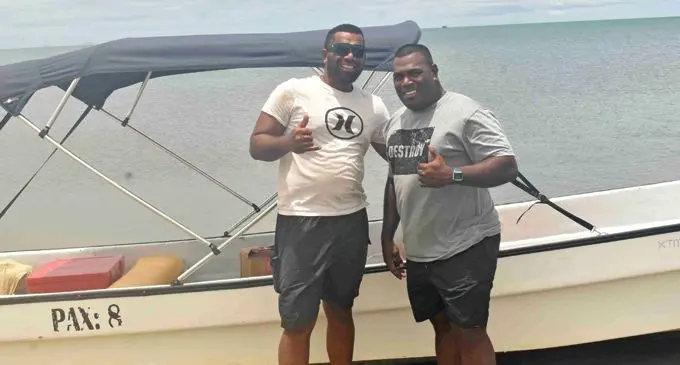 Sekove Nasilasila and Jovesa Sadrata of Malolo Island pose at Wailoaloa Beach in Nadi on January 4, 2019. Photo: Mereleki Nai