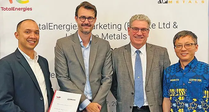 TotalEnergies Marketing Fiji managing director, Dennis-Michael Cuaycong, vice president Oceania and Southeast Asia Aimeric Ramadier, Lion One chief operating officer Patrick Hickey and project manager Kevin Li.