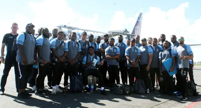 Fiji Airways Flying Fijians players and officials ready to board the Fiji Airways aircraft at Nausori International Airport on July 15, 2019. They’ll take on the Maori All Blacks in their return Test clash at Rotorua, New Zealand, on Saturday at 7.35pm. Photo: Simione Haravanua