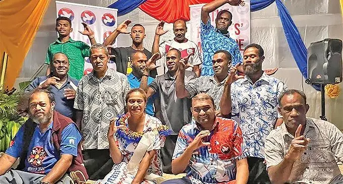 The People’s Alliance Deputy Leader Lynda Tabuya and provisional candidate Sajal Narayan with members of the Tacirua community at the Raibevu Methodist Church Hall in Tacirua on November 1, 2022. Photo: The People’s Alliance