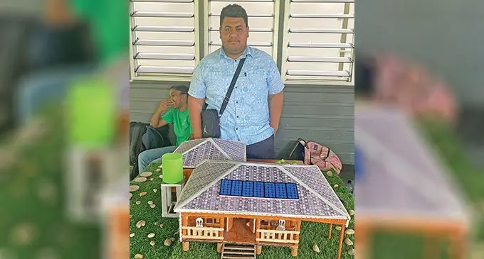 Fiji National University third-year Diploma in Architectural Drafting student, Ligovasa Petelama with his group’s project model at Derrick Campus, Samabula. Photo: Kelera Sovasiga-Tuisawau