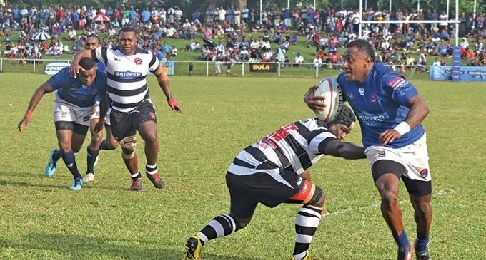 Nadi’s Lemeki Voriri looks for support against Rewa in the Skipper Provincial Cup/ INKK Fiji Rugby Farebrother-Sullivan Trophy clash on April 10, 2021. Photo: Waisea Nasokia