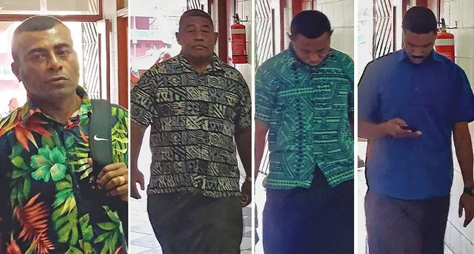 From left: Navitalai Kanavo, Onisimo Raboiliku, Semesa Bulikalougata and Suliasi Tubuna at the High Court in Lautoka. Photos: File