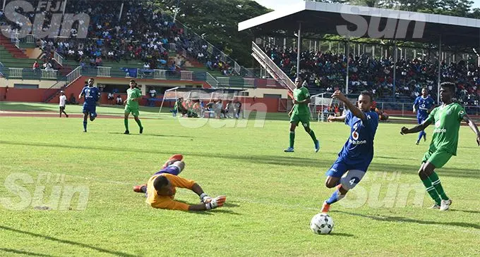 BLUES THUMP JACK’S NADI...      Lautoka’s Samuel Gavo in control of the ball against Nadi during the Vodafone Premier League at Churchill Park in Lautoka on February 9, 2020.   Photo: Waisea Nasokia