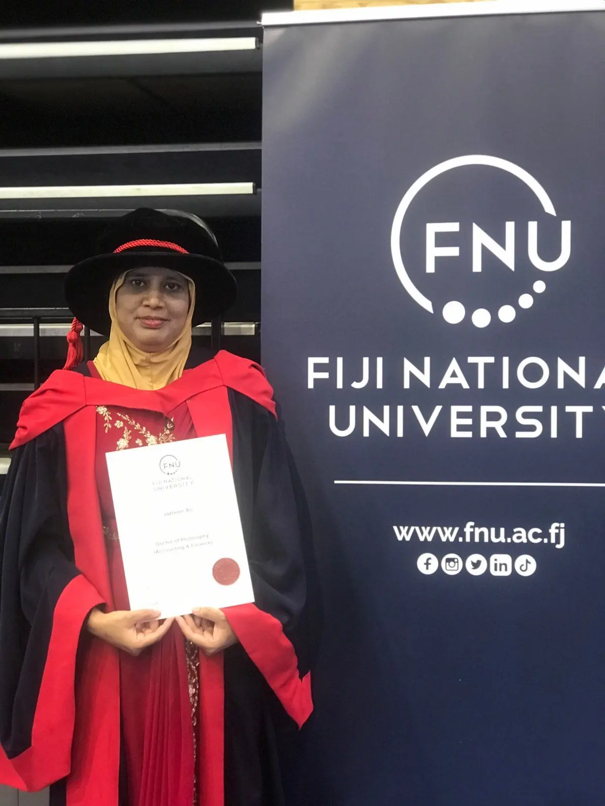 The Fiji National University (FNU) Namaka Campus lecturer, Jazbeen Ali at the Vodafone Arena in Laucala on December 9, 2025.