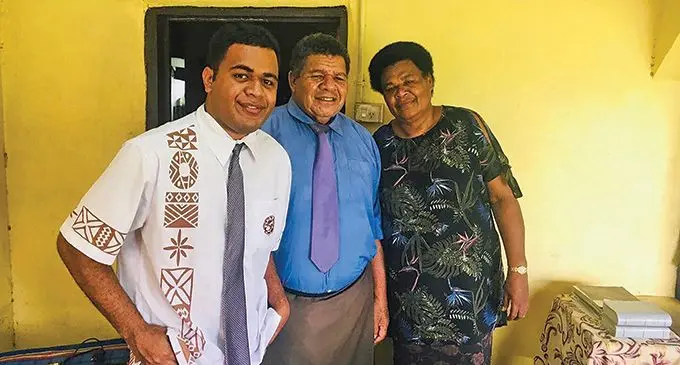 Peceli Tubelili with his grandfather, Varinava Bose and grandmother, Varanisese Bose.