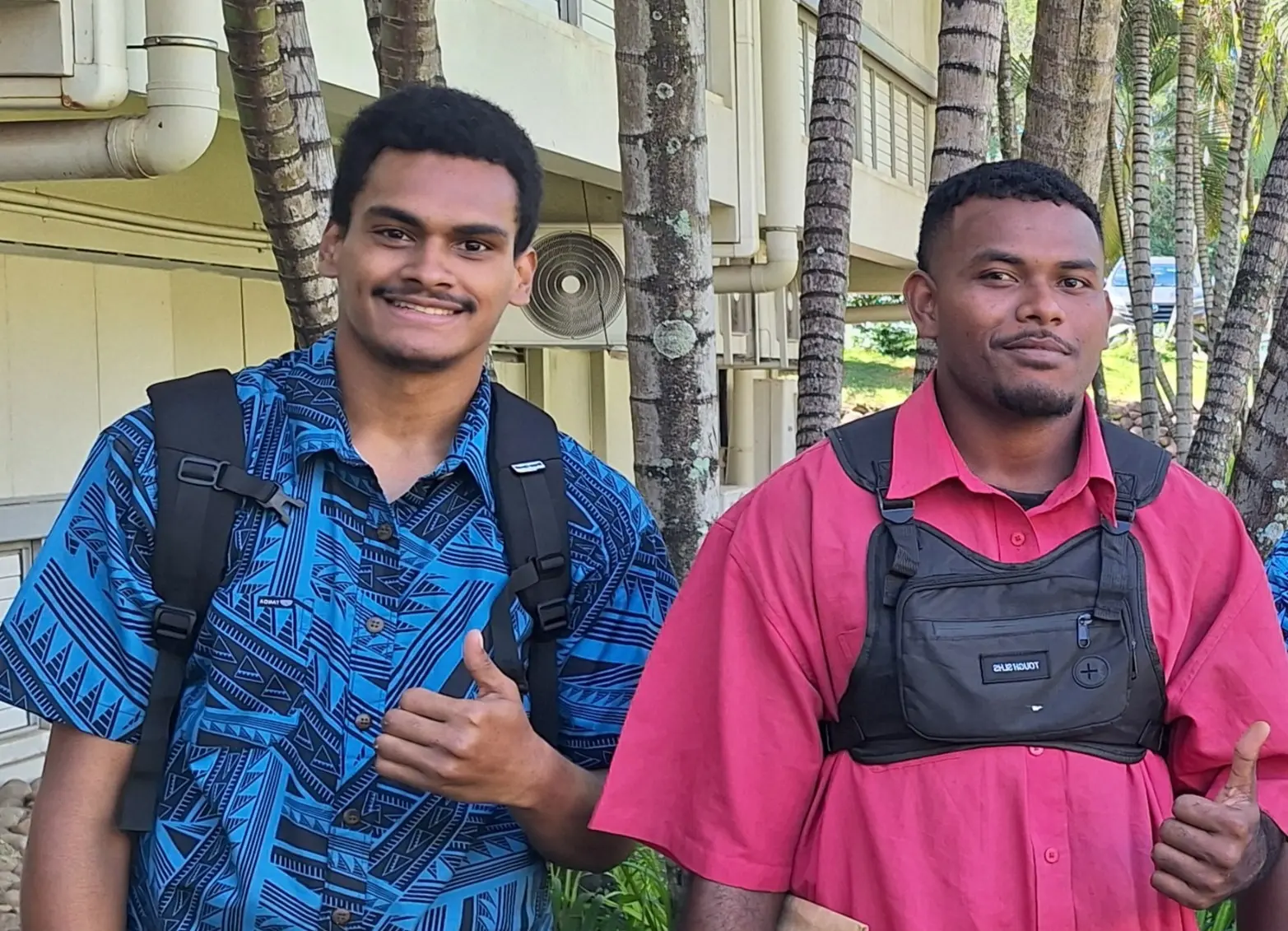 Fiji National University Advanced Culinary Skills graduate Kitione Saranuku (left) with fellow graduate Josateki Vuluma after their graduation ceremony at the FNU Namaka Campus in Nadi on June 24, 2026.