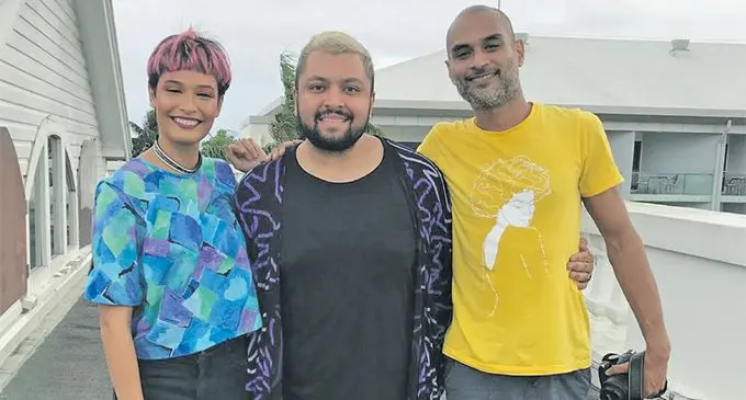 From left: Model Jorja Naidu, Fashion Council of Fiji chairperson Faraz Ali, graphic designer and photographer Duane Lee-Wai. Photo: Selita Bolanavanua