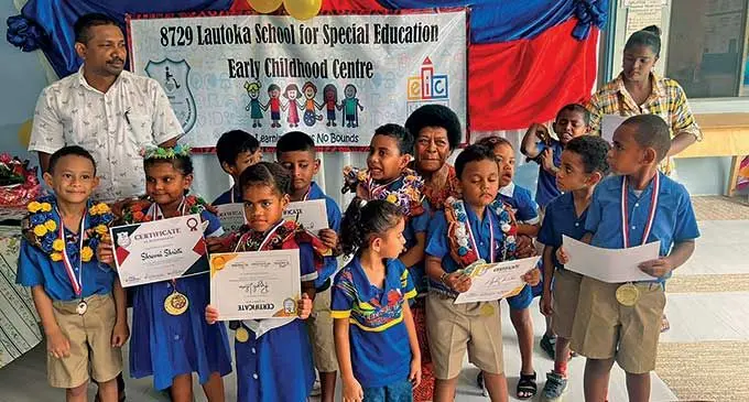 The 16 kindergarten graduates of Lautoka School for Special Education on March 30, 2022.