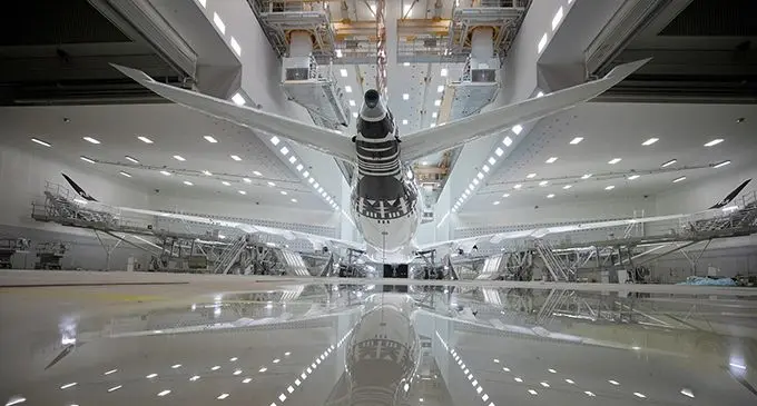 Fiji Airways A350-900 being prepared in Toulouse. Photo: Airbus