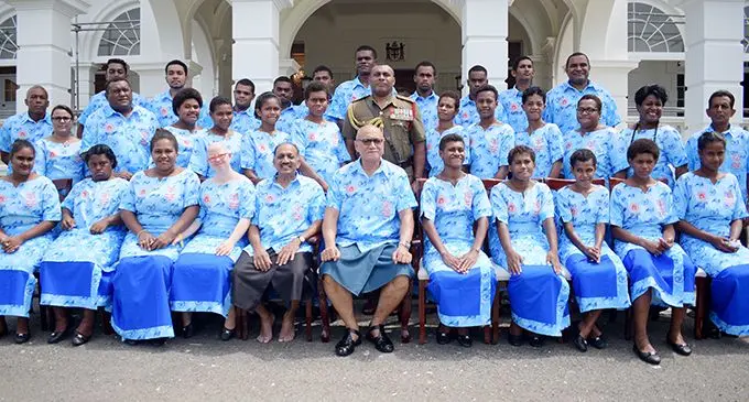 President Major General (Ret’d) Jioji Konrote with Team Fiji athletes to the Special Olympics World Summer Games at the State House, Suva on February 28, 2019.   Photo: Ronald Kumar.