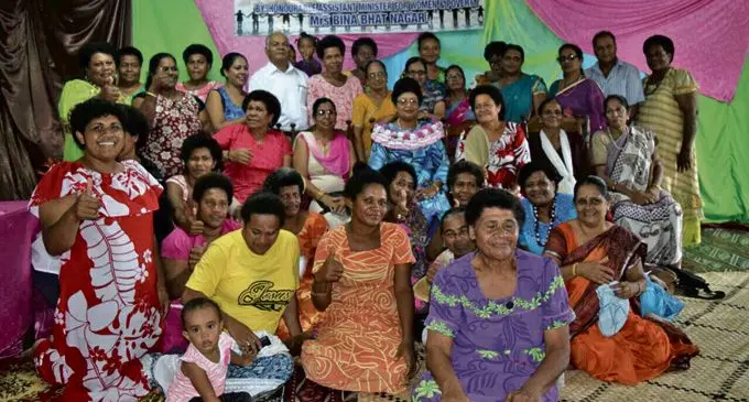 Assistant Minister for Women, Children and Poverty Alleviation Veena Bhatnagar (sitting middle row: fourth from right) with the members of the Wainibokasi Multiracial Women's Club during the opening of their club on February, 23, 2018.   Photo: Ministry for Women, Children and Poverty Alleviation 