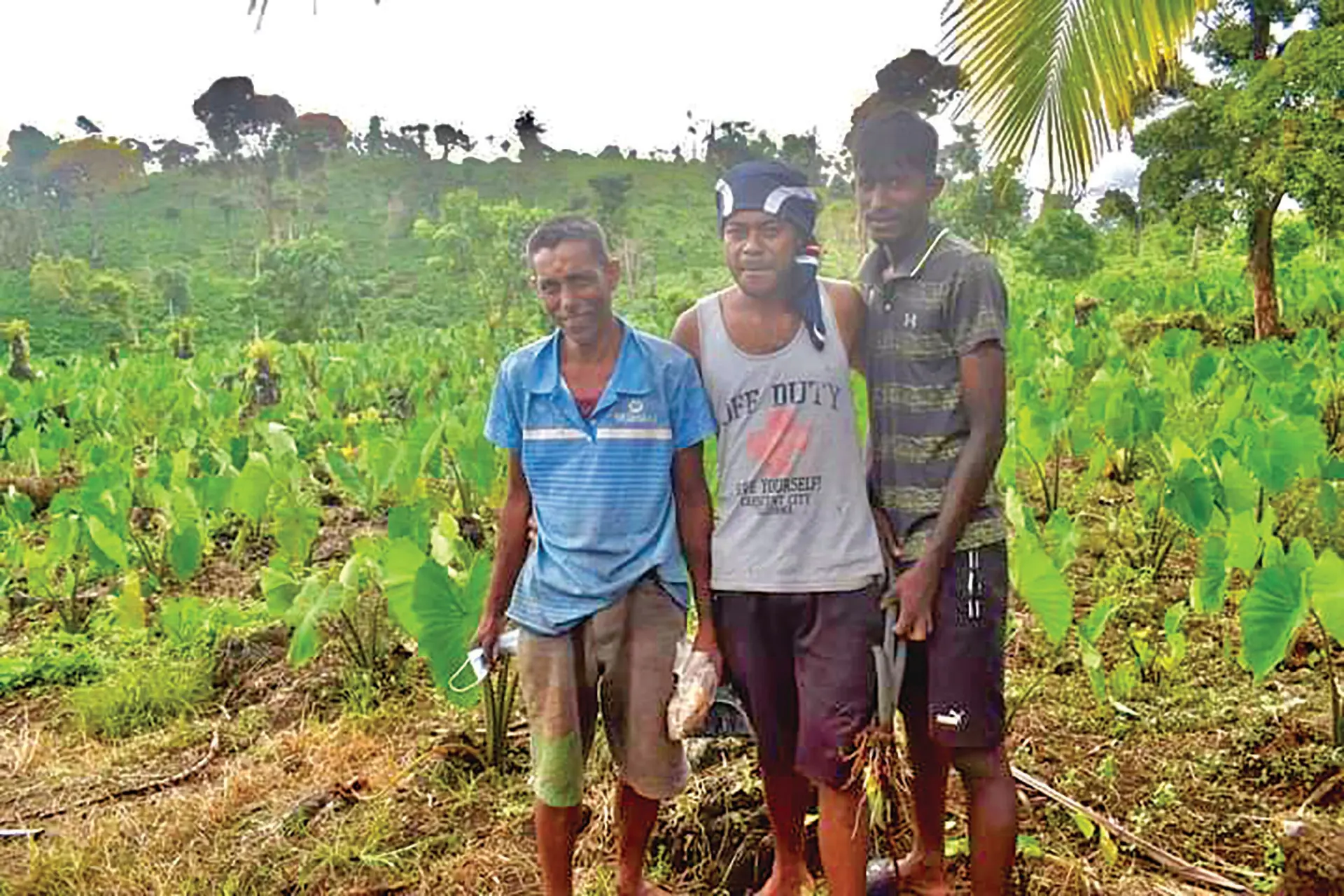Jai Pal (left) with family members that assist him at his farm in Qila, Taveuni.