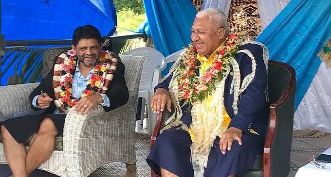 Prime Minister, Voreqe Bainimarama, with Attorney-General and Minister for Economy, Aiyaz Zayed-Khaiyum, at the commissioning of the Nasoqolea Sub-Division Land Development. Photo: Josefa Babitu