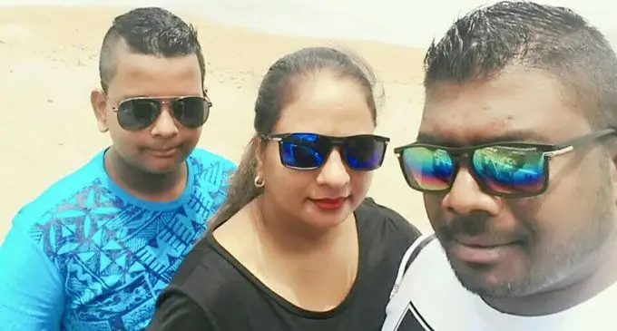 In their happier days... From left: Rehan with Mum Roselyn Devi and dad Saheed Hussein