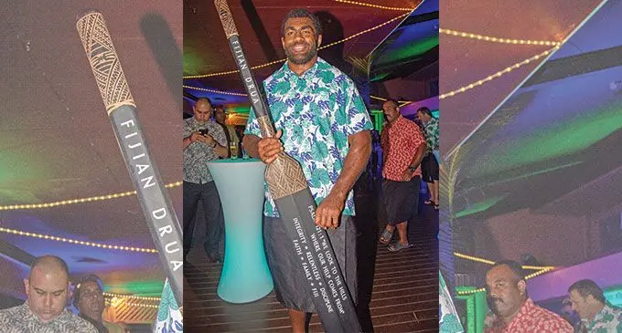 Swire Shipping Fijian Drua suspended captain Nemani Nagusa with the new i voce during the team’s official welcome at the Fiji Museum in Suva on April 25, 2022. The Drua will take on the Highlanders this Saturday at ANZ Stadium, Suva. Photo: Leon Lord