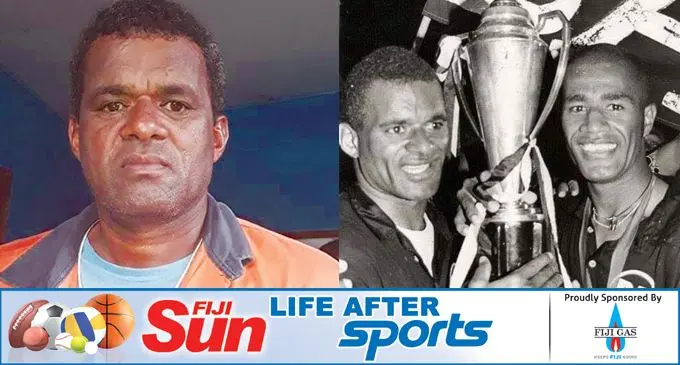 From left Taito Bula and Esala Masi with the Lloyd Farebrother Trophy after winning the 1997 IDC.