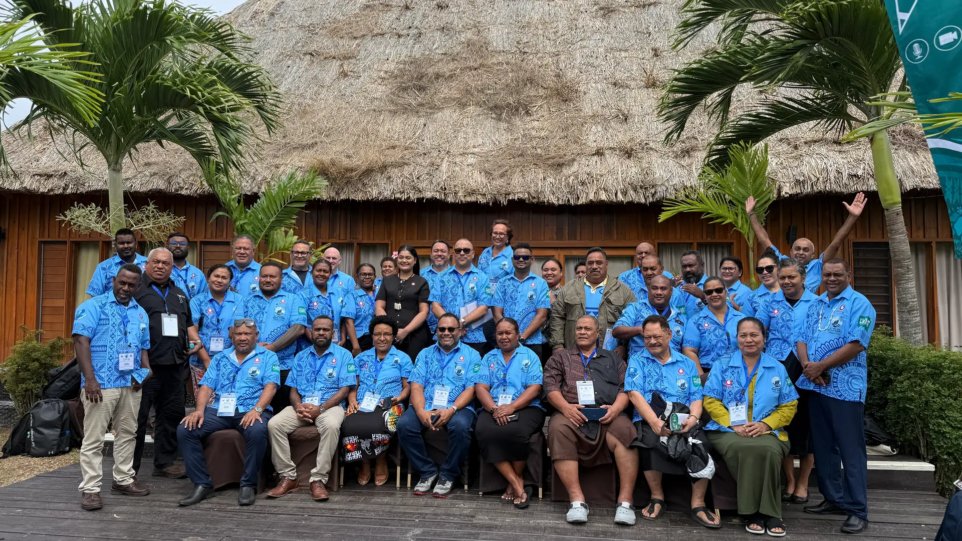 Participants of PINA summit at the Extraordinary General Meeting with newly elected board members Front row : Frank Guinea , Charles Sumbe, Rose Amos , Newly elected president Neville Choi, Vice President Lisa Osifelo, Tipi Pausia, Outgoing president Kalafi Moala, and Viola Ulakai on September 25, 2026. 